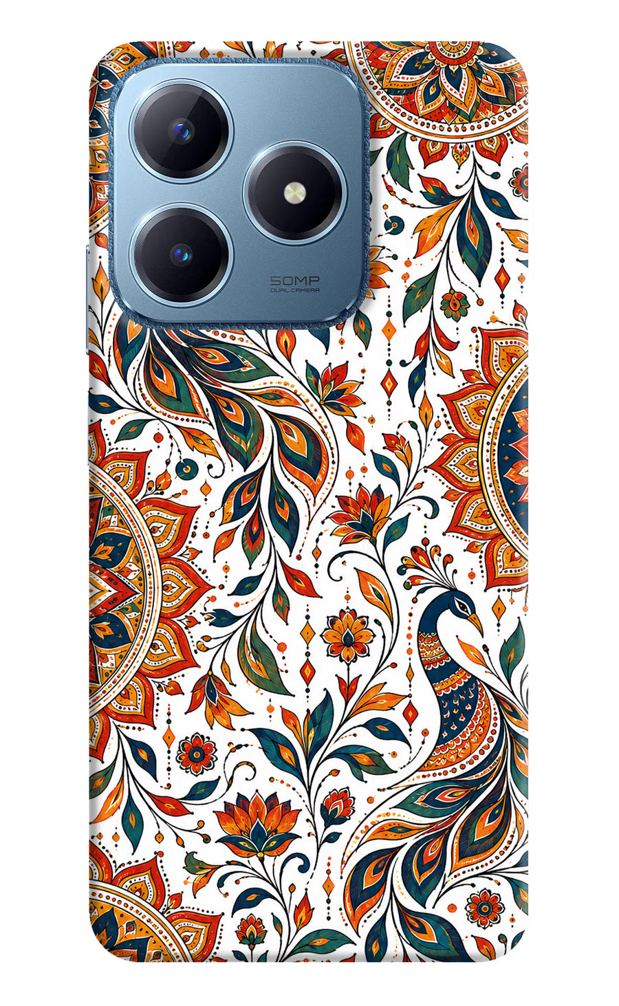 White Mayura Realme C63 Back Cover, Hard case