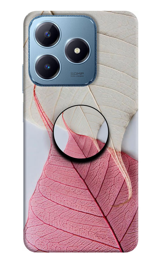 White Pink Leaf Realme C63 Pop Case by Casekaro