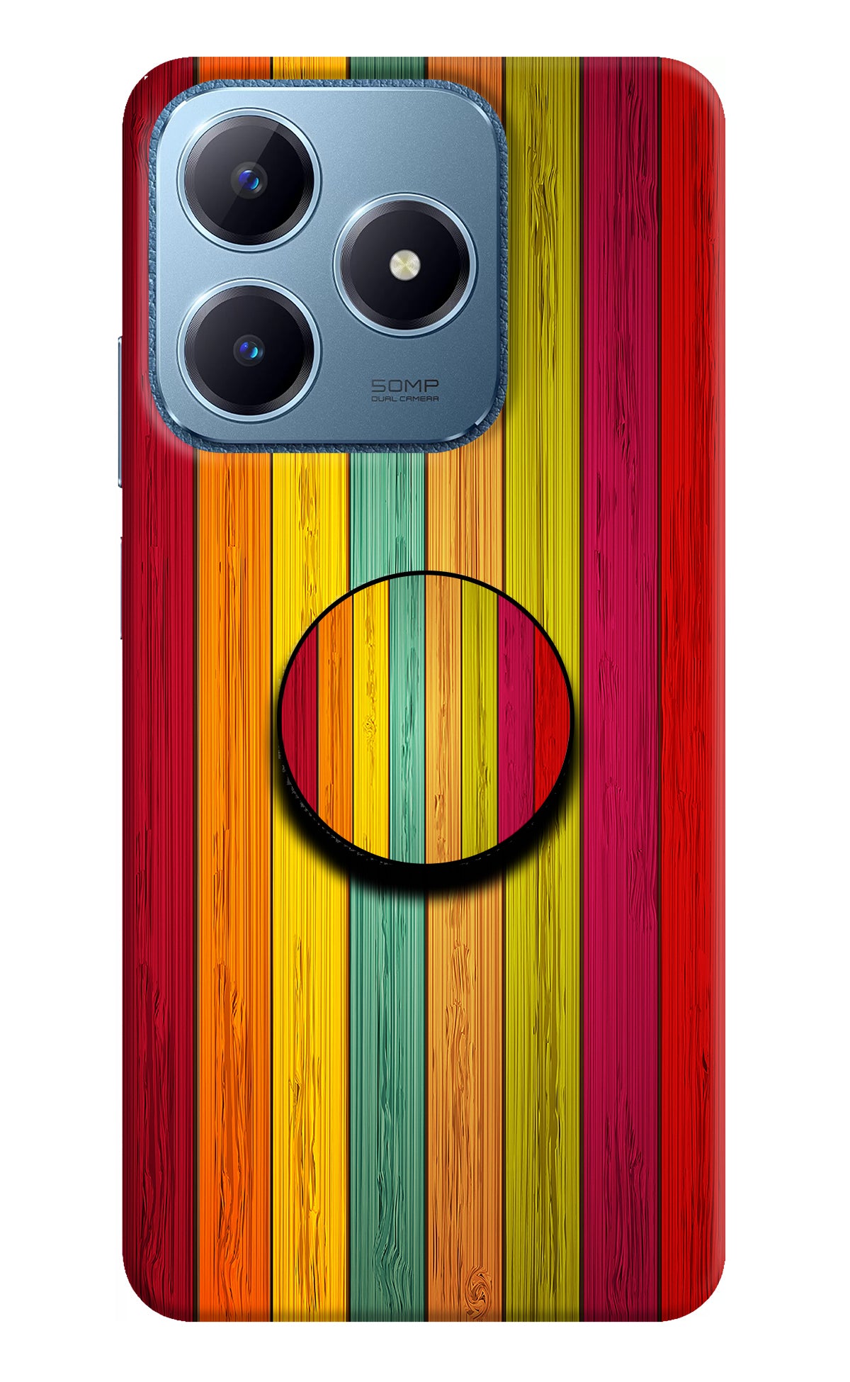 Multicolor Wooden Realme C63 Pop Case