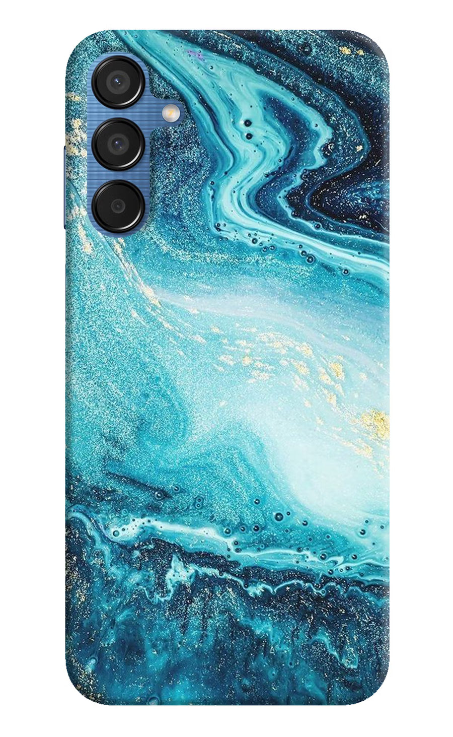 Blue Glitter Marble Samsung M15 5G Back Cover, Hard case