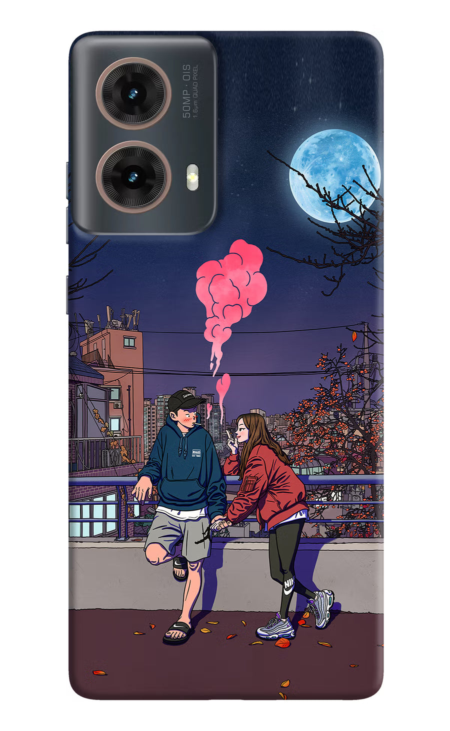 Chilling Couple Motorola G85 Back Cover, Hard case
