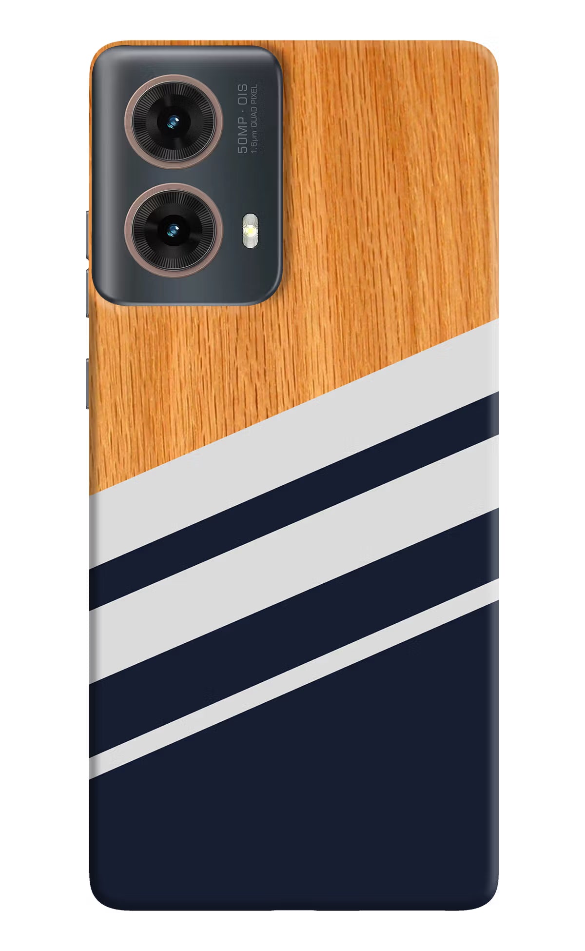 Blue and white wooden Motorola G85 Hard Case Back Cover by Casekaro
