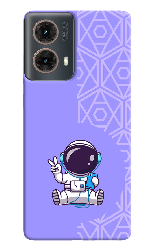 Cute Astronaut Chilling Motorola G85 Hard Case Back Cover by Casekaro