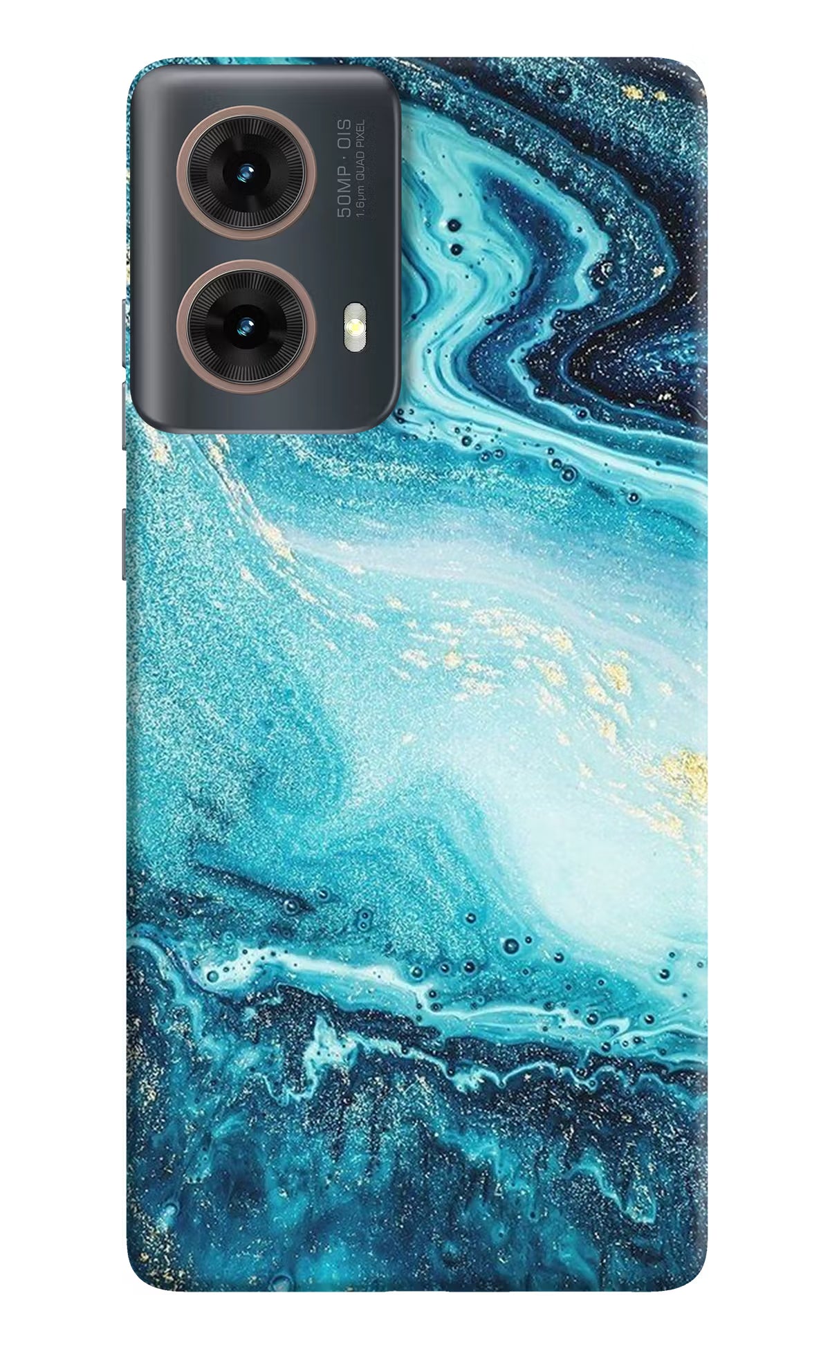 Blue Glitter Marble Motorola G85 Hard Case Back Cover by Casekaro