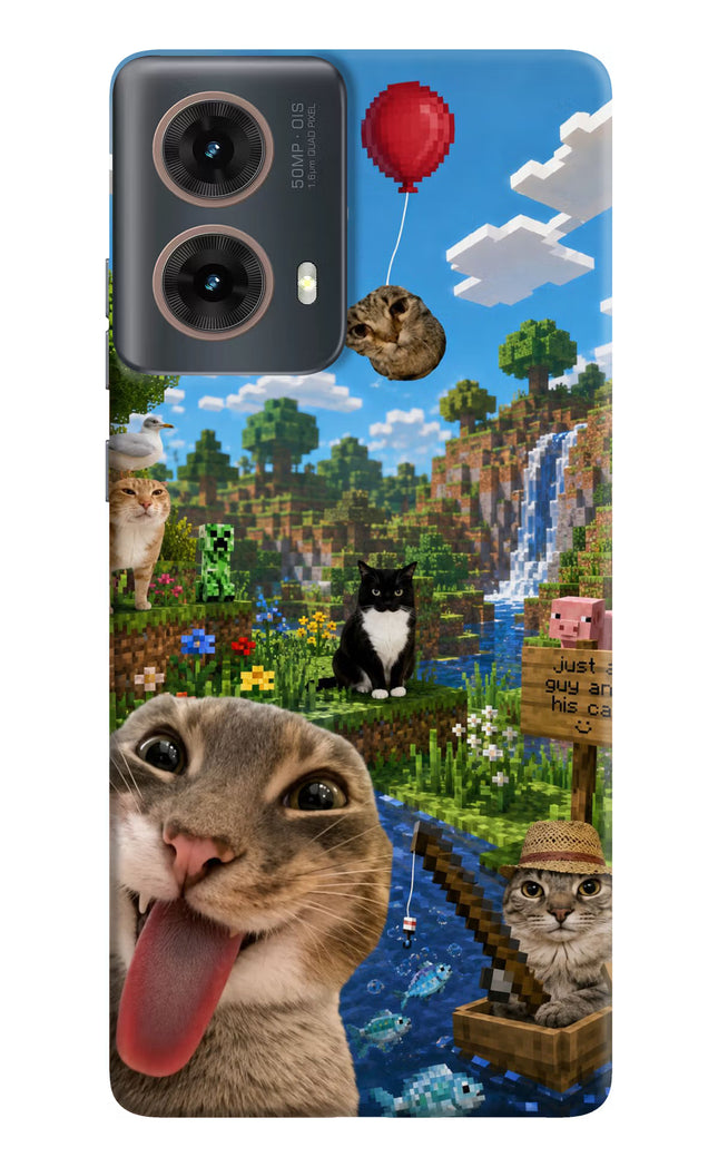 Minecraft Cat Chaos Motorola G85 Hard Case Back Cover by Casekaro