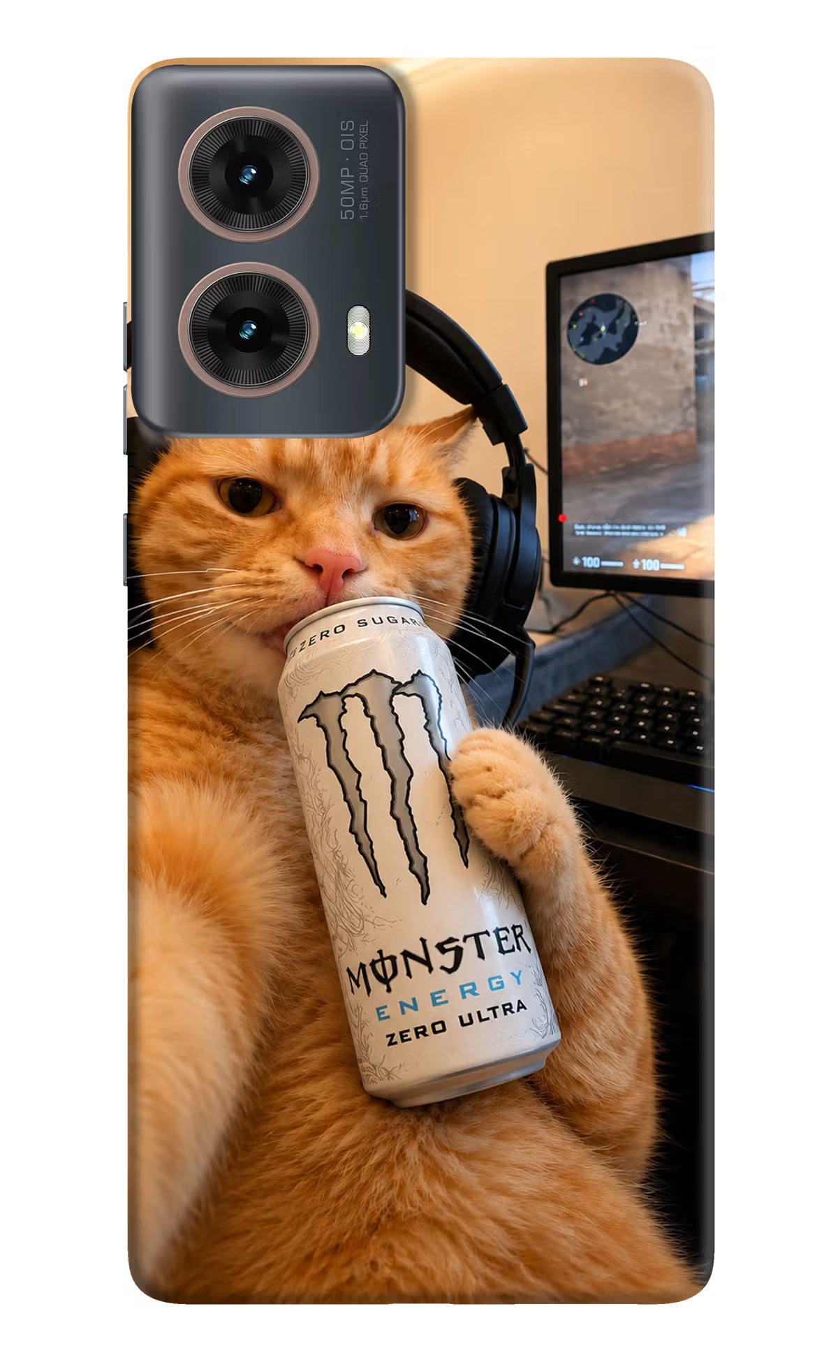 Gamer Cat Energy Motorola G85 Back Cover