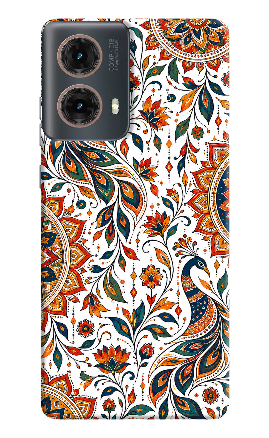 White Mayura Motorola G85 Back Cover, Hard case
