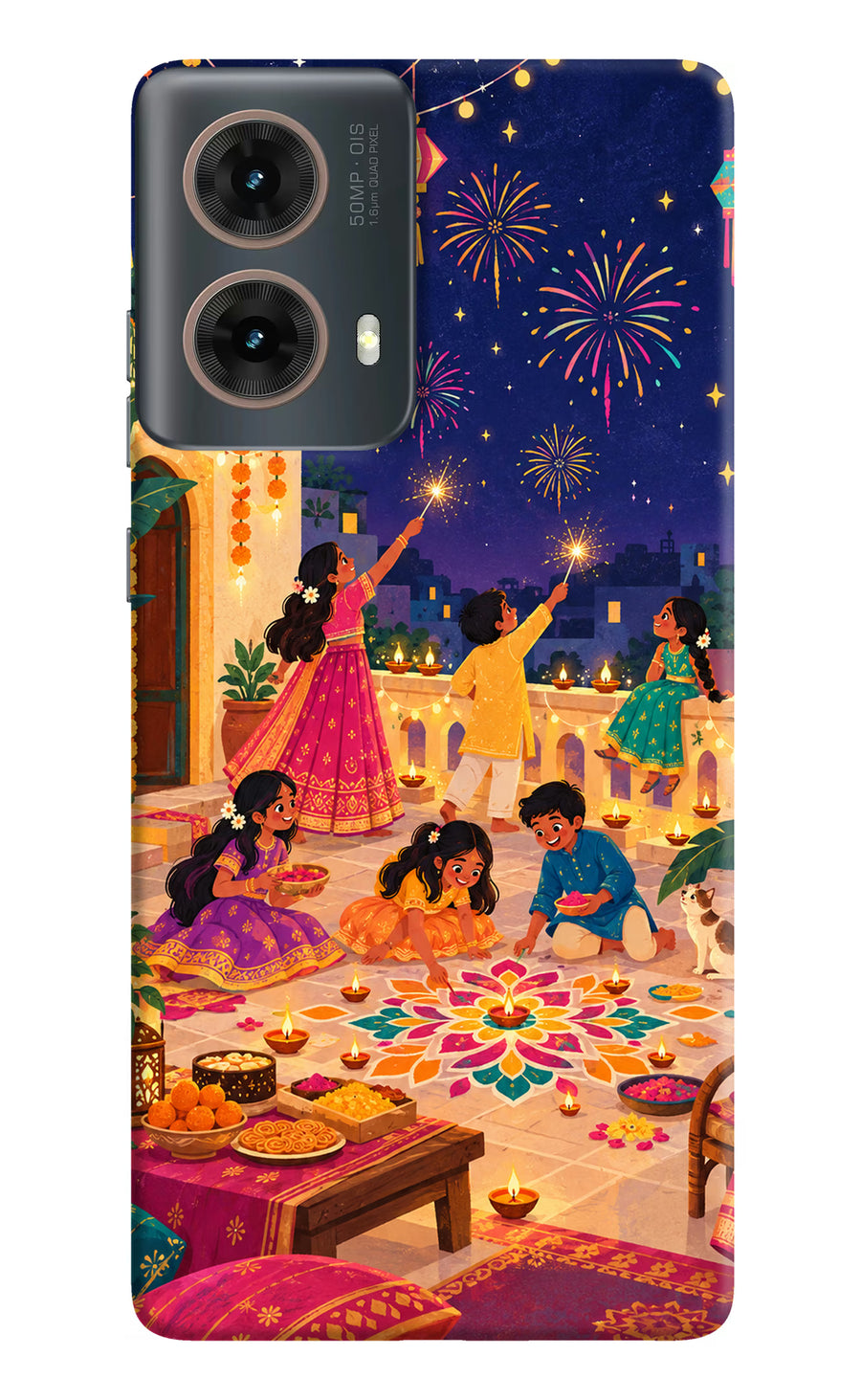 Diwali Night Motorola G85 Back Cover, Hard case