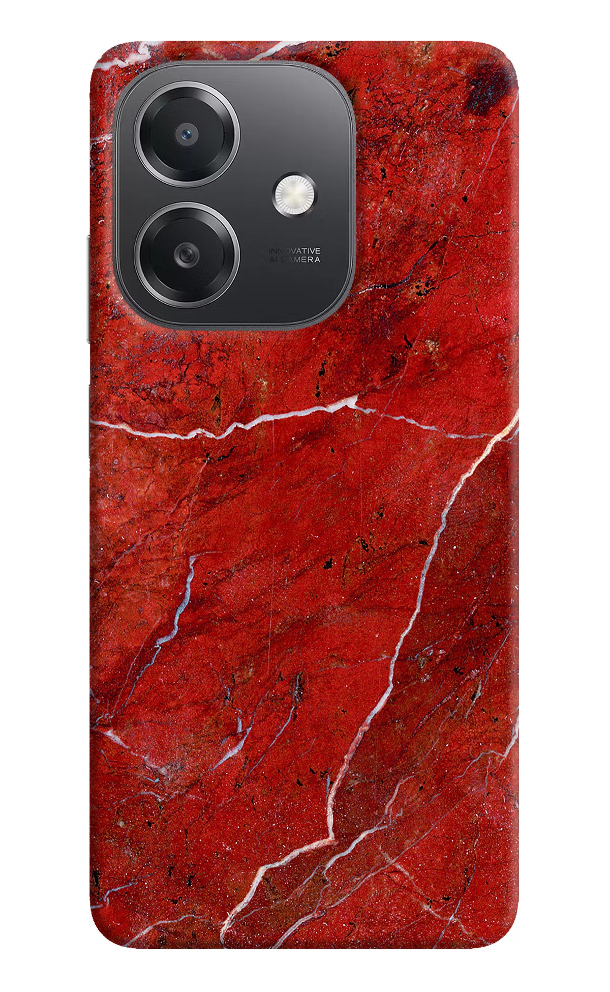 Red Marble Design OPPO A3x Hard Case Back Cover by Casekaro