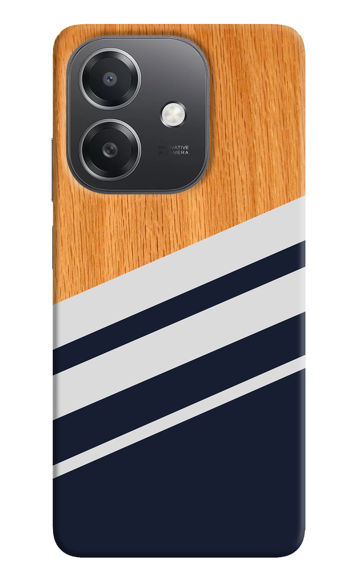 Blue and white wooden OPPO A3x Back Cover