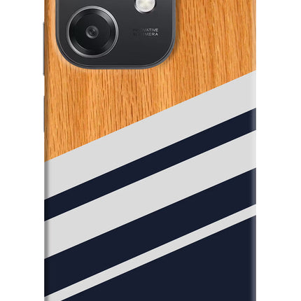 Blue and white wooden OPPO A3x Hard Case Back Cover by Casekaro