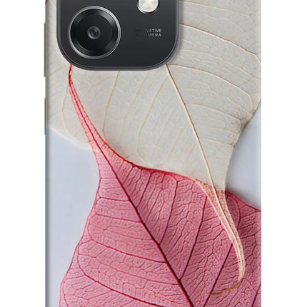 White Pink Leaf OPPO A3x Hard Case Back Cover by Casekaro