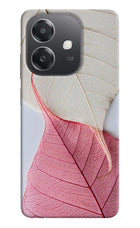 White Pink Leaf OPPO A3x Hard Case Back Cover by Casekaro
