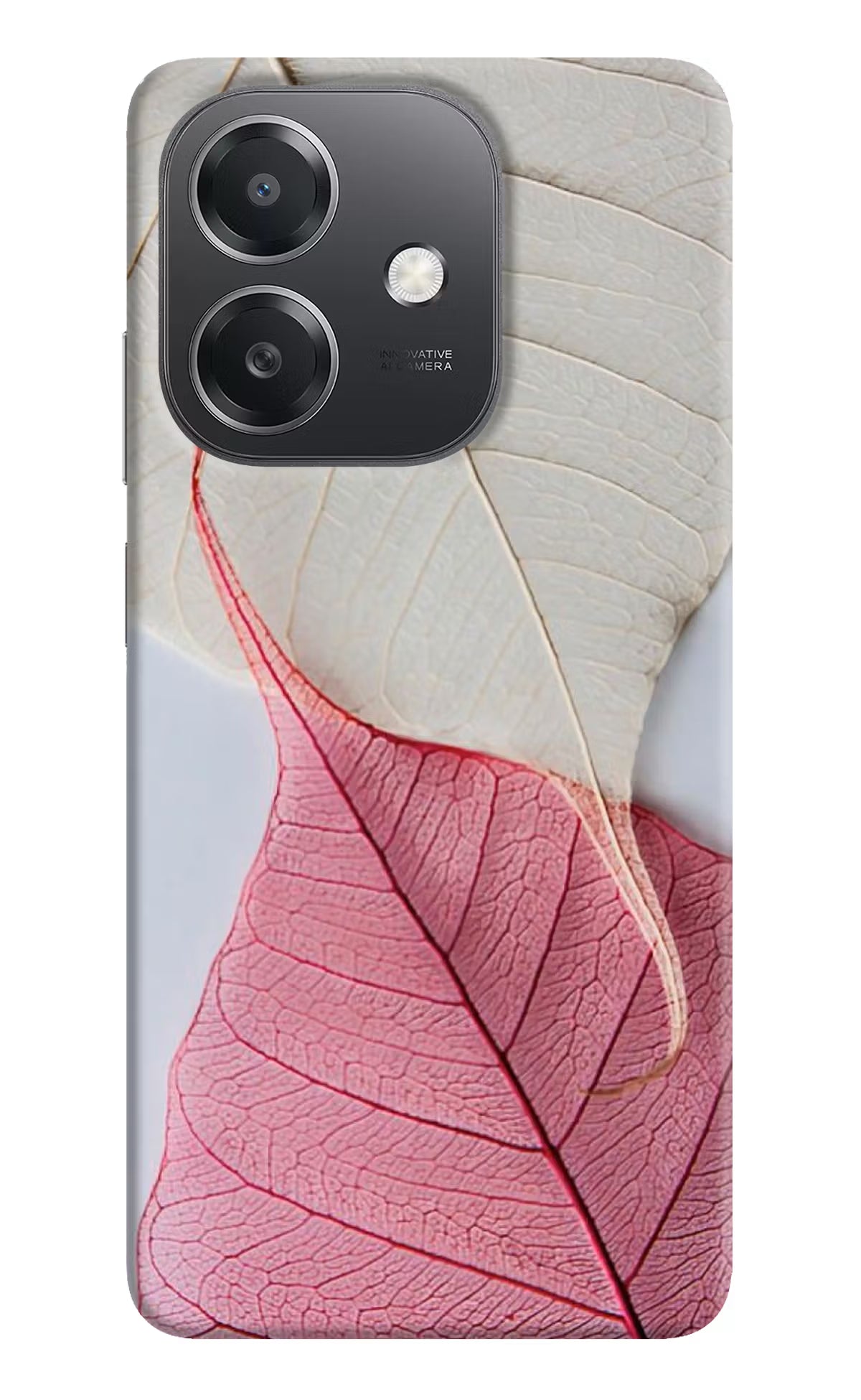 White Pink Leaf OPPO A3x Hard Case Back Cover by Casekaro