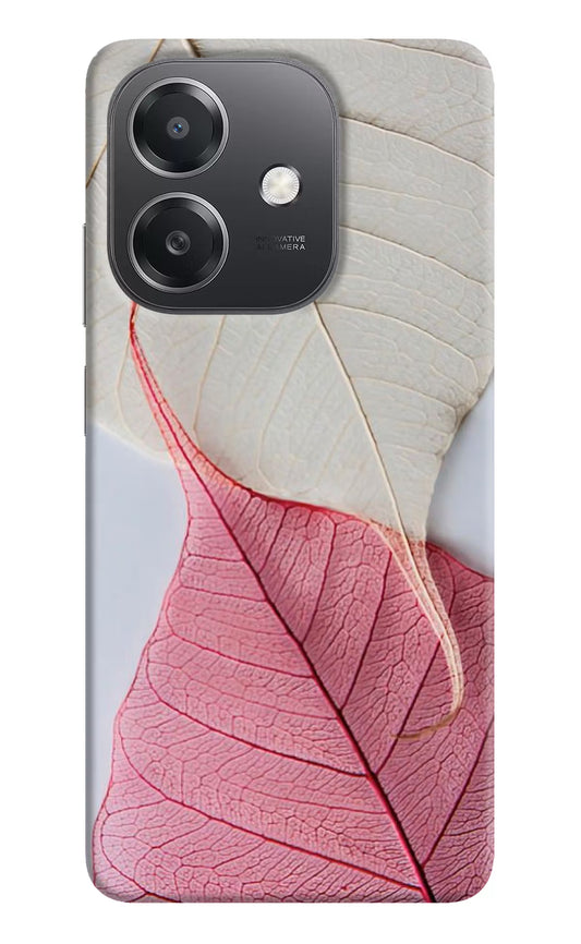 White Pink Leaf OPPO A3x Hard Case Back Cover by Casekaro