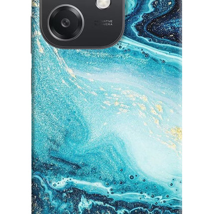 Blue Glitter Marble OPPO A3x Hard Case Back Cover by Casekaro