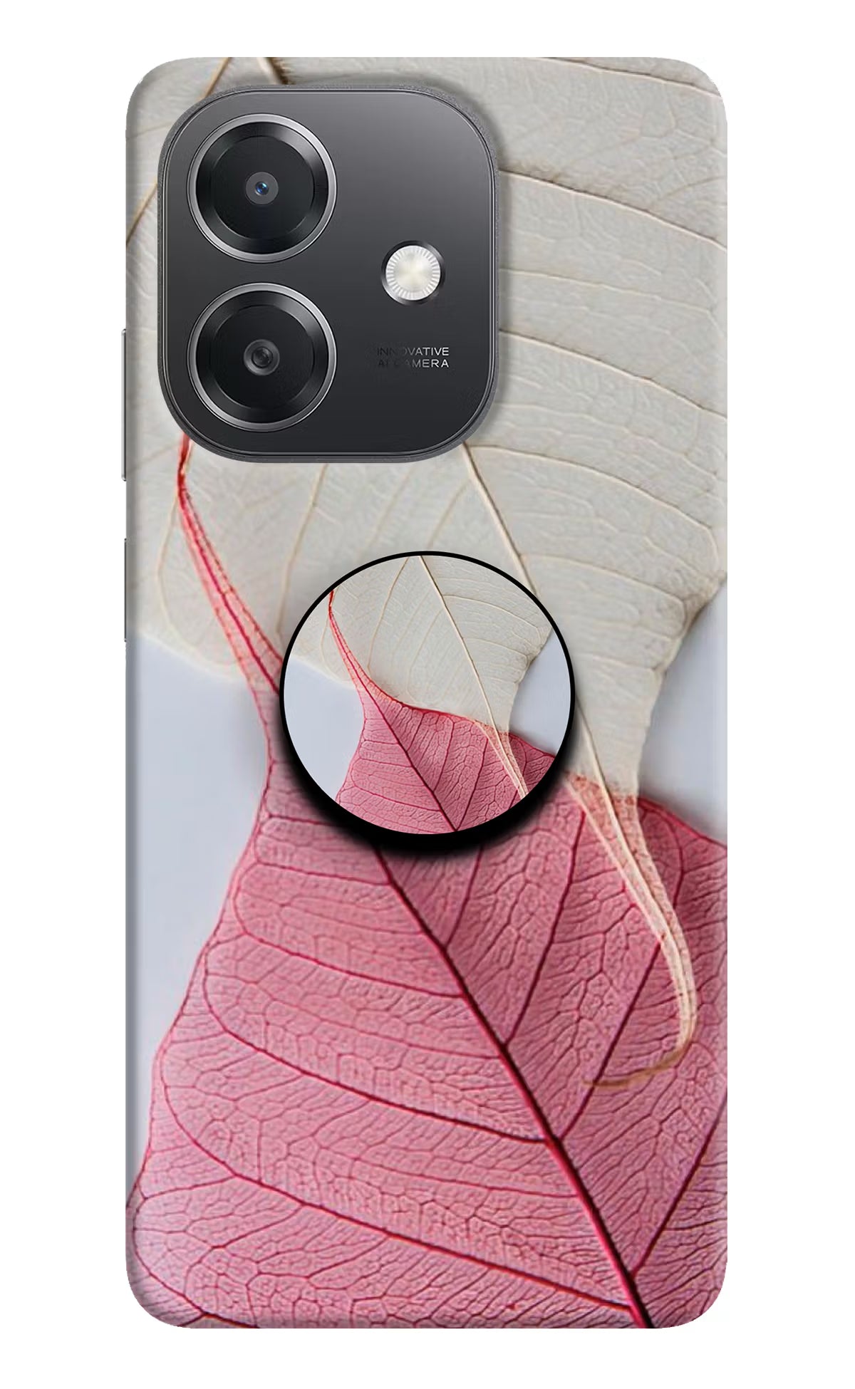 White Pink Leaf OPPO A3x Pop Case by Casekaro