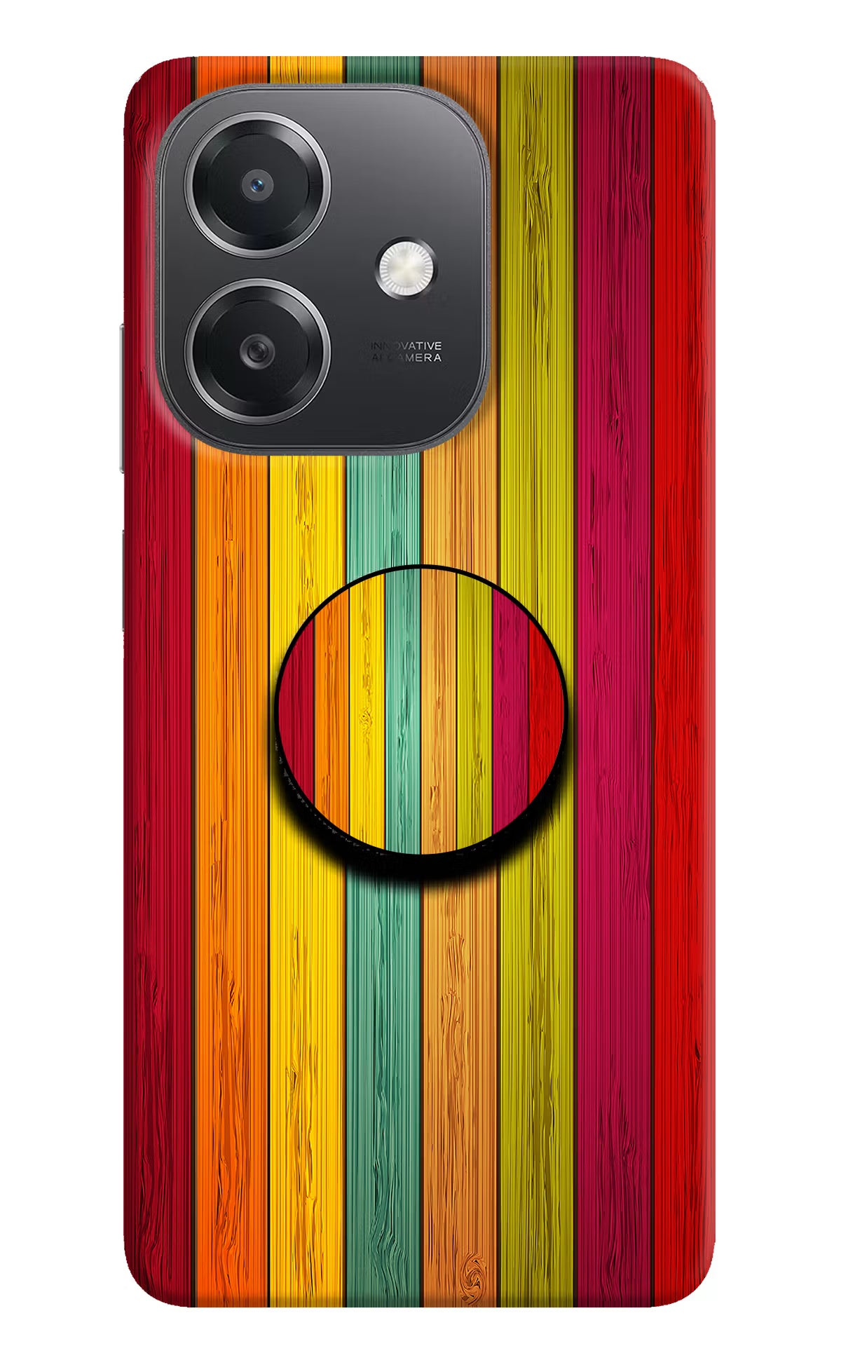 Multicolor Wooden OPPO A3x Pop Case by Casekaro
