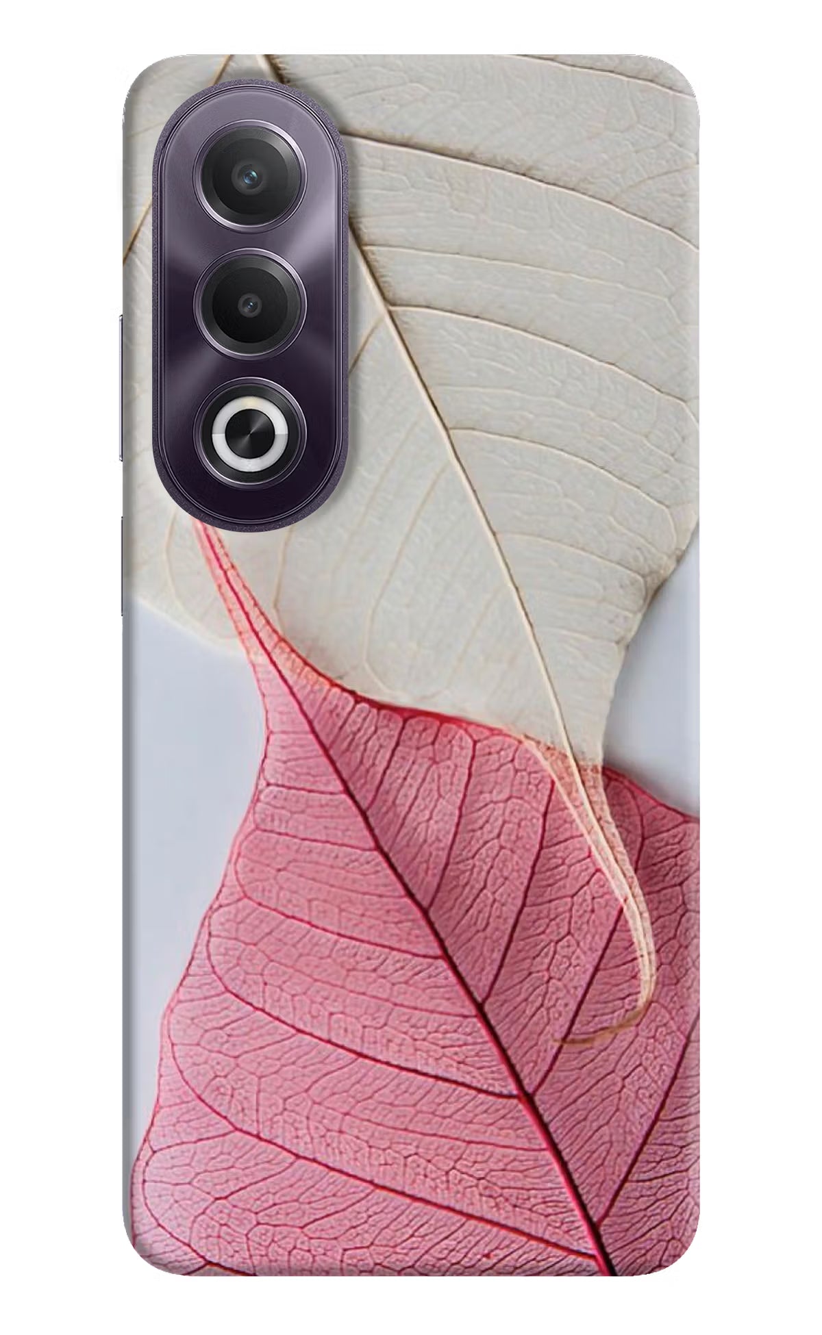 White Pink Leaf OPPO K12x Hard Case Back Cover by Casekaro