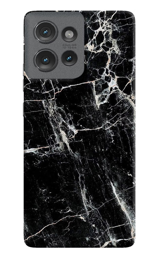 Black Marble Texture Moto Edge 50 Hard Case Back Cover by Casekaro