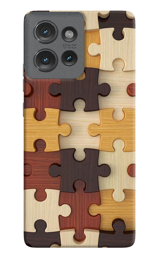 Wooden Puzzle Moto Edge 50 Hard Case Back Cover by Casekaro