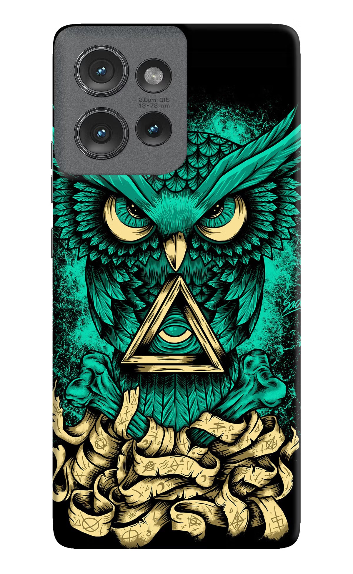 Green Owl Moto Edge 50 Hard Case Back Cover by Casekaro