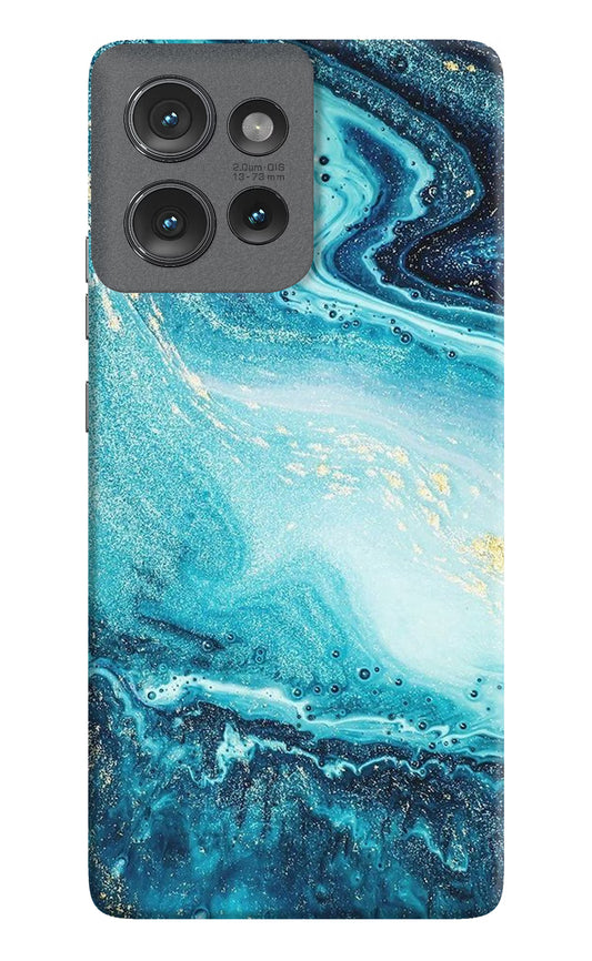 Blue Glitter Marble Moto Edge 50 Hard Case Back Cover by Casekaro