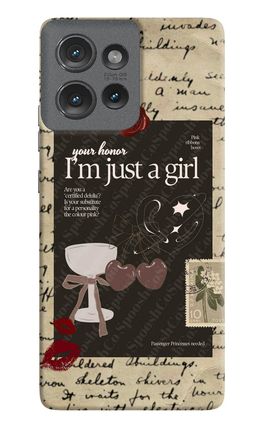 I am just a girl Moto Edge 50 Hard Case Back Cover by Casekaro