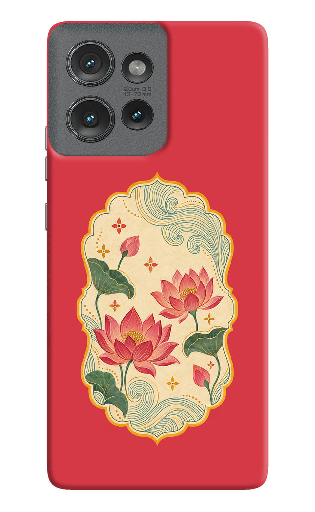 Pink Lotus Moto Edge 50 Hard Case Back Cover by Casekaro