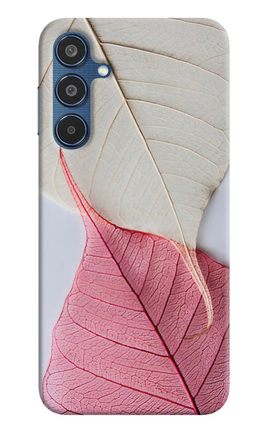 White Pink Leaf Samsung M35 5G Hard Case Back Cover by Casekaro