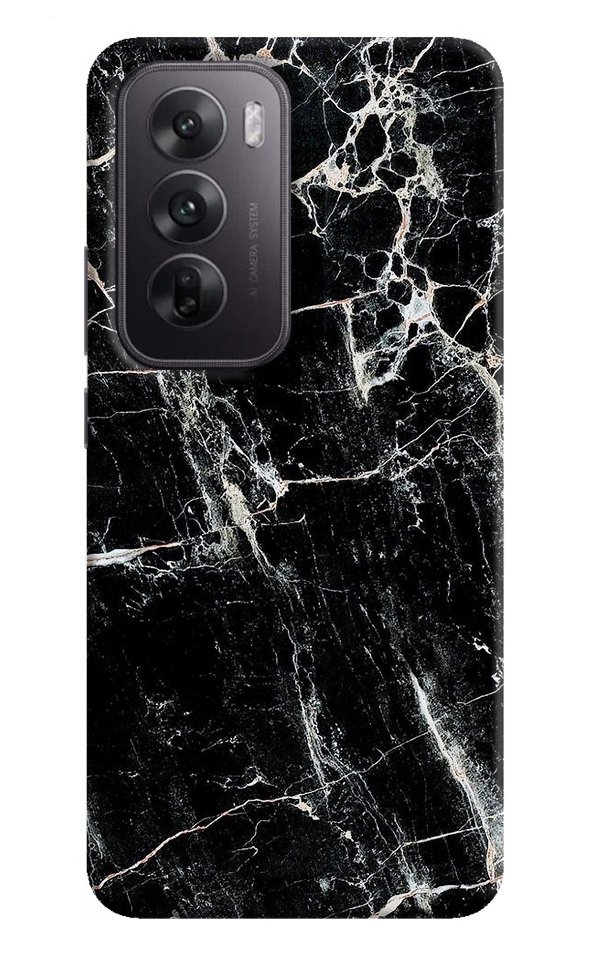 Black Marble Texture Oppo Reno12 5G Back Cover