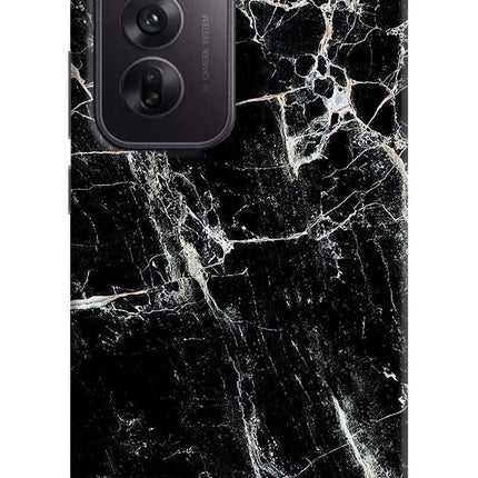 Black Marble Texture Oppo Reno12 5G Hard Case Back Cover by Casekaro
