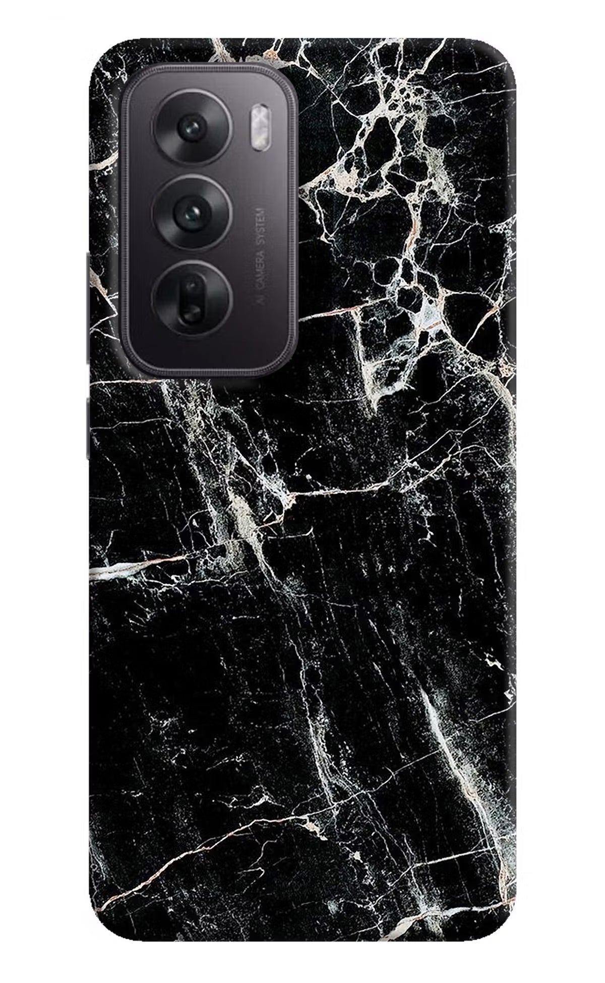 Black Marble Texture Oppo Reno12 5G Hard Case Back Cover by Casekaro