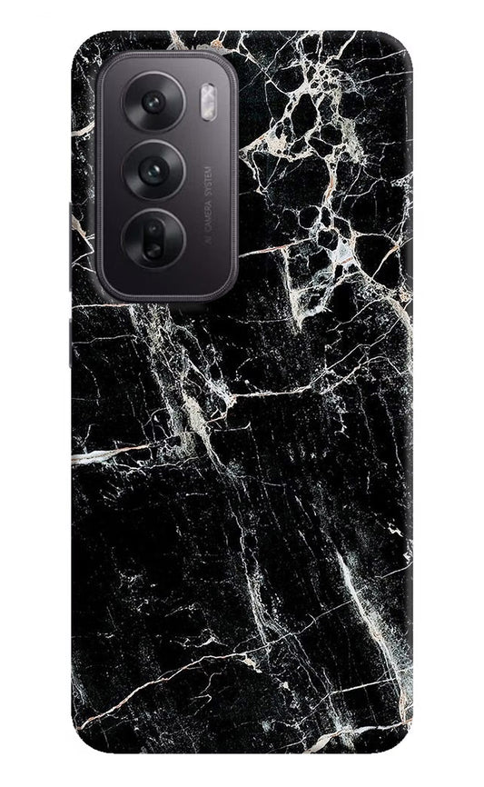 Black Marble Texture Oppo Reno12 5G Hard Case Back Cover by Casekaro