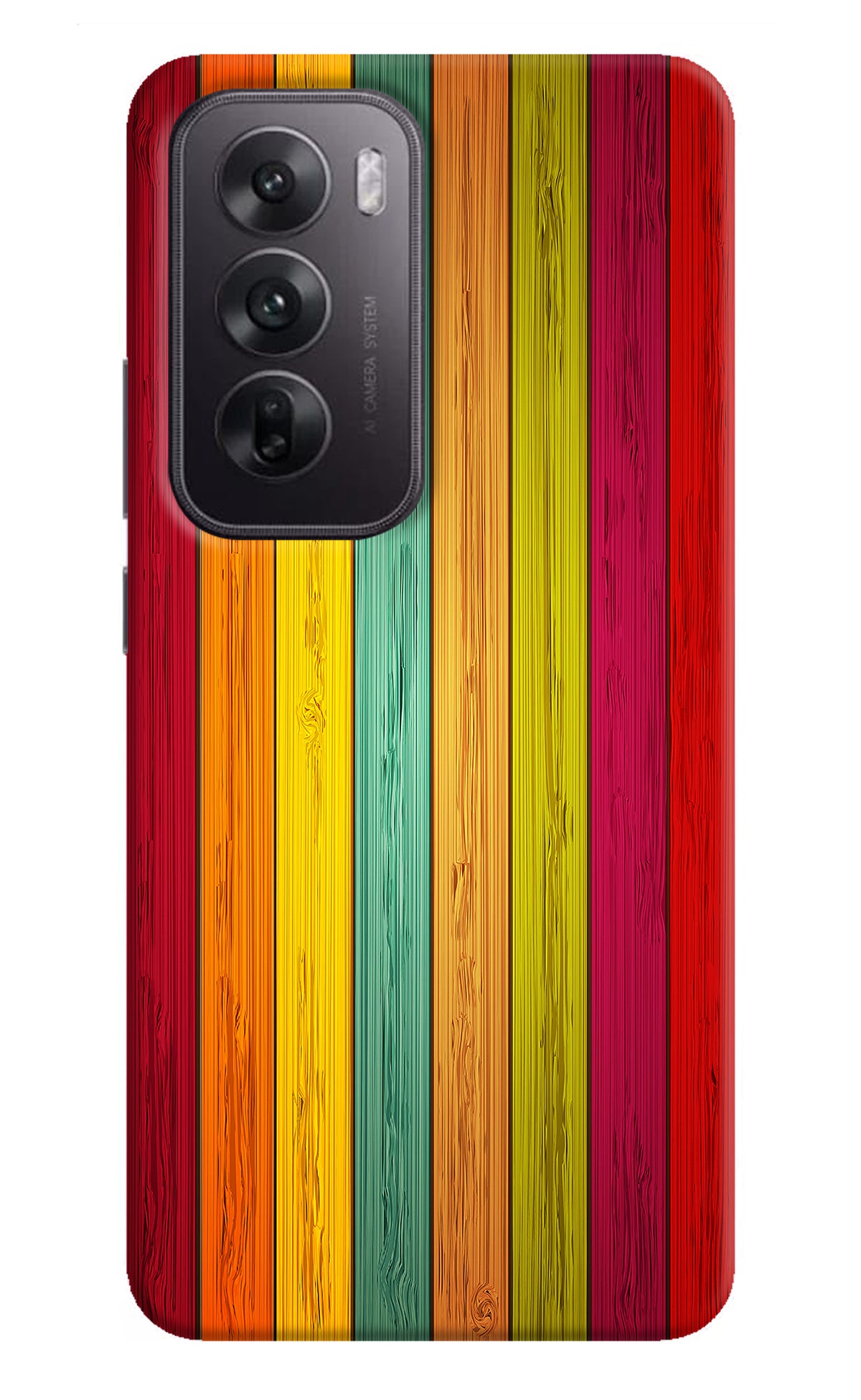 Multicolor Wooden Oppo Reno12 5G Back Cover