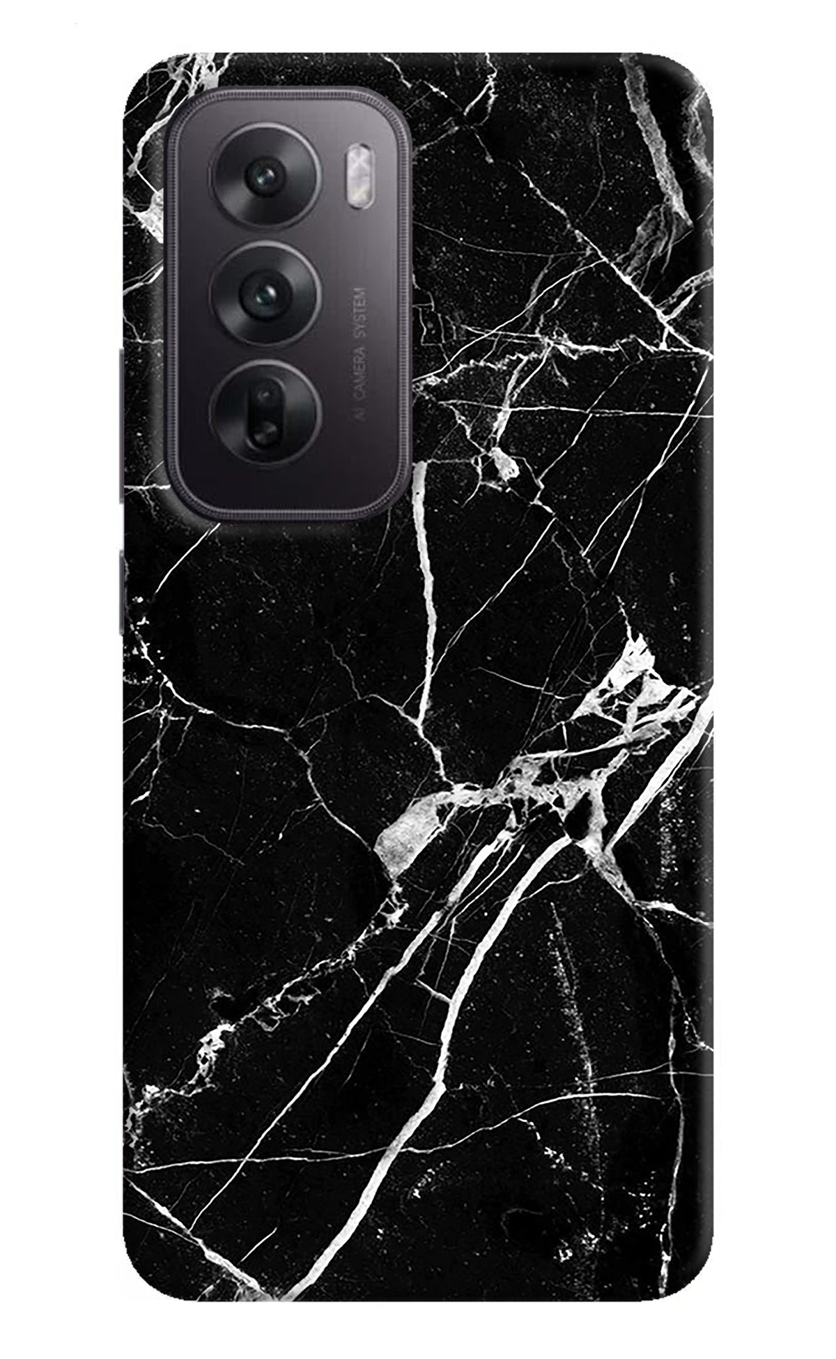 Black Marble Pattern Oppo Reno12 5G Back Cover