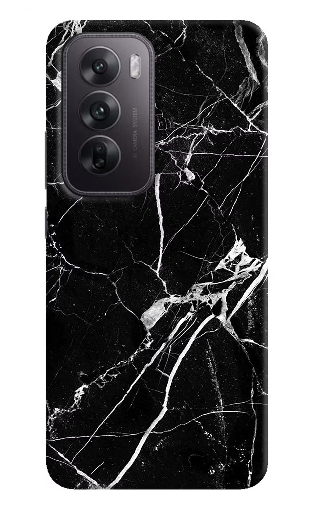 Black Marble Pattern Oppo Reno12 5G Hard Case Back Cover by Casekaro