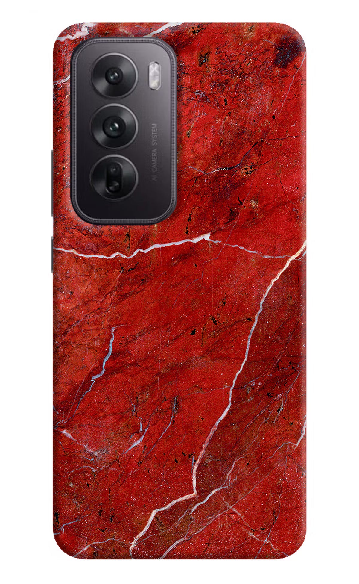 Red Marble Design Oppo Reno12 5G Hard Case Back Cover by Casekaro