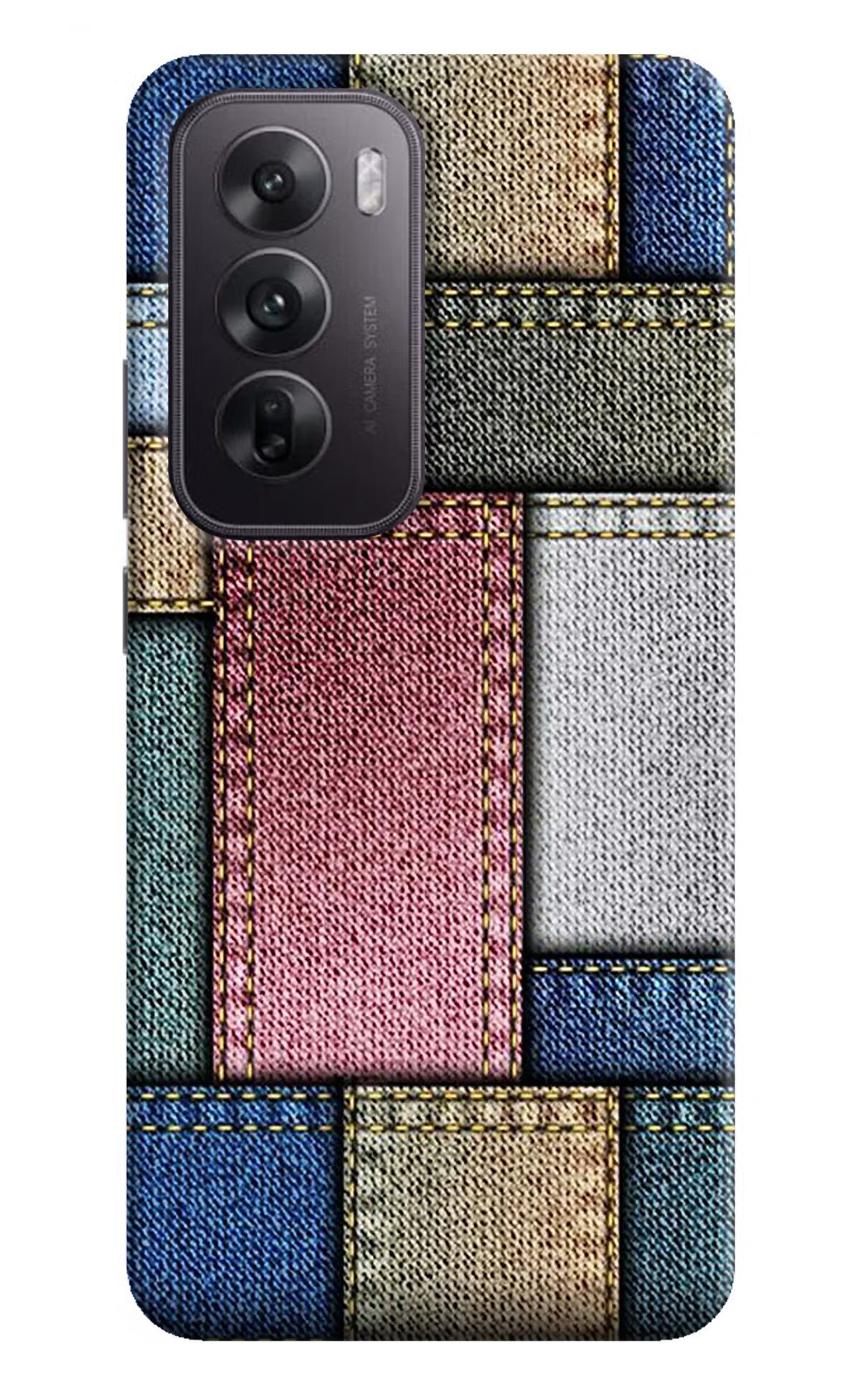 Multicolor Jeans Oppo Reno12 5G Hard Case Back Cover by Casekaro