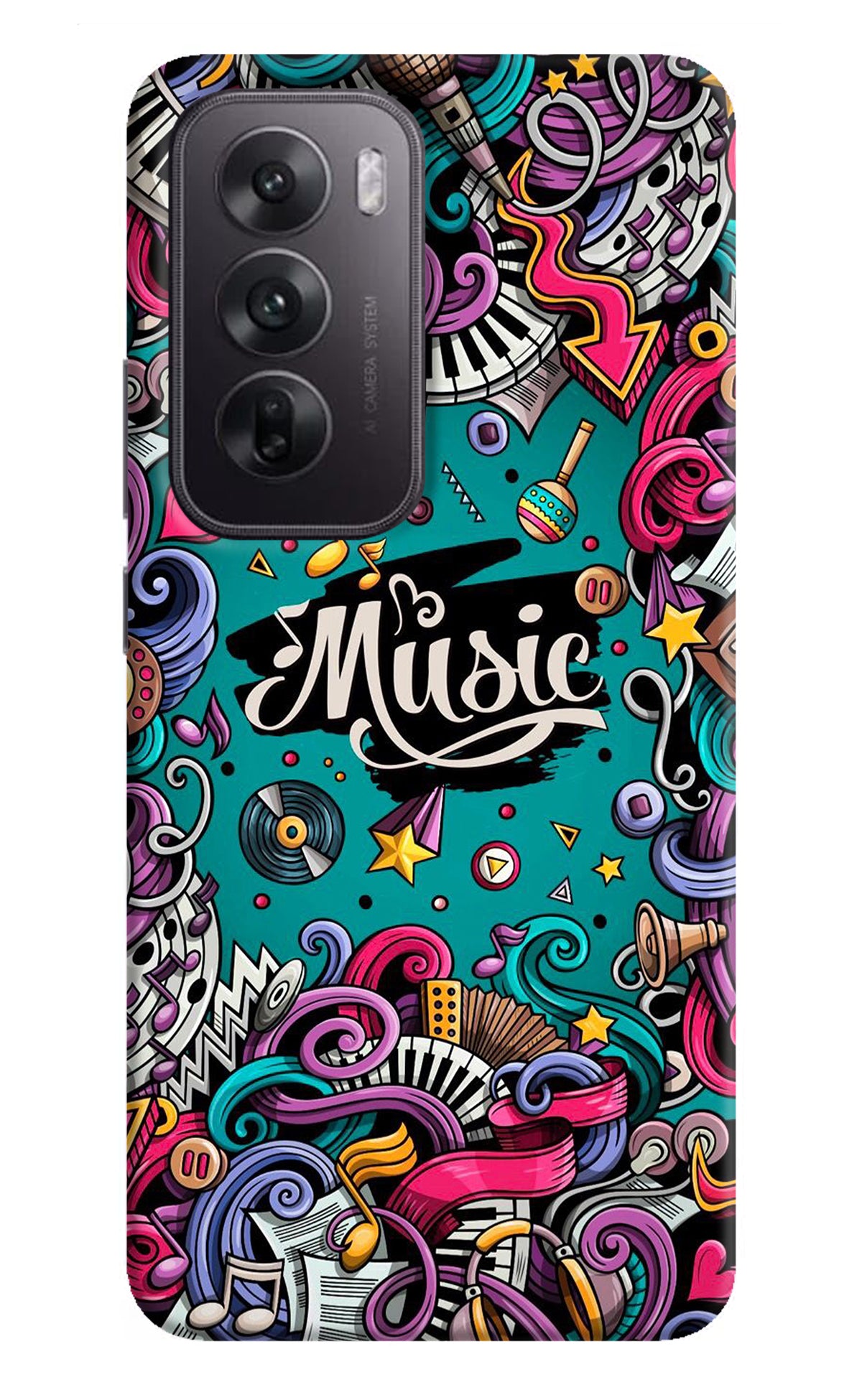 Music Graffiti Oppo Reno12 5G Back Cover