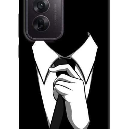 Black Tie Oppo Reno12 5G Hard Case Back Cover by Casekaro