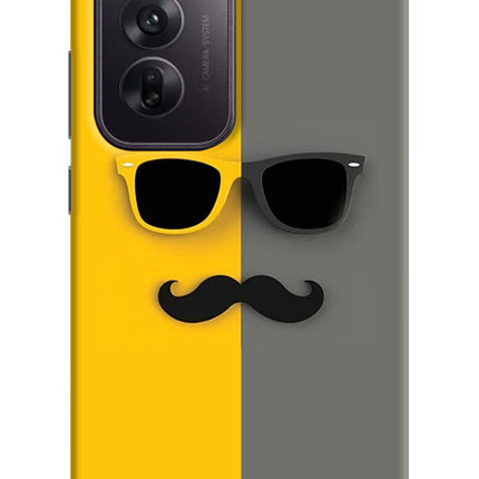 Sunglasses with Mustache Oppo Reno12 5G Hard Case Back Cover by Casekaro