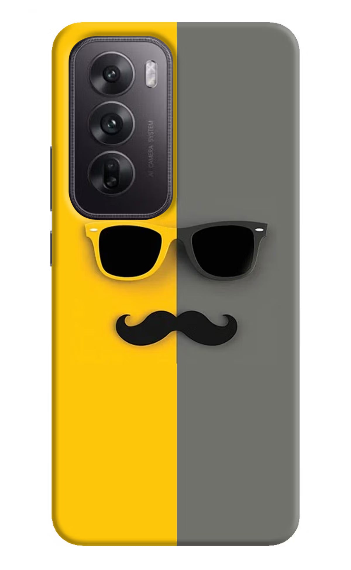 Sunglasses with Mustache Oppo Reno12 5G Hard Case Back Cover by Casekaro