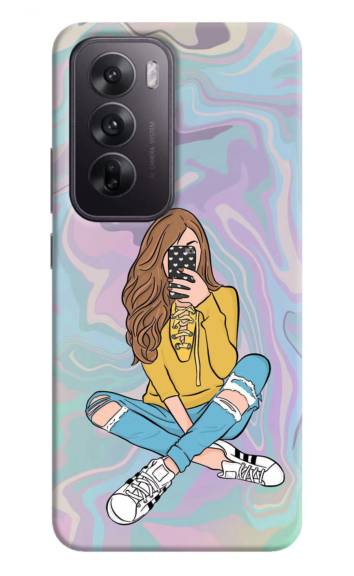 Selfie Girl Oppo Reno12 5G Hard Case Back Cover by Casekaro