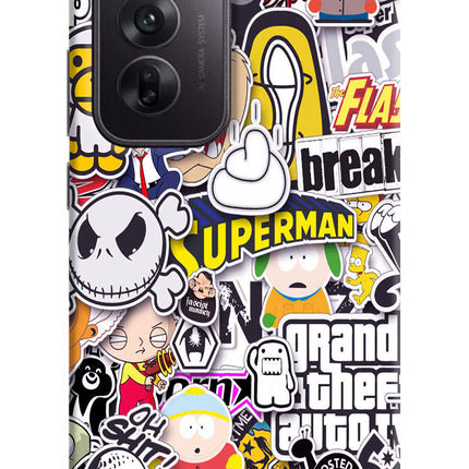Sticker Bomb Oppo Reno12 5G Hard Case Back Cover by Casekaro