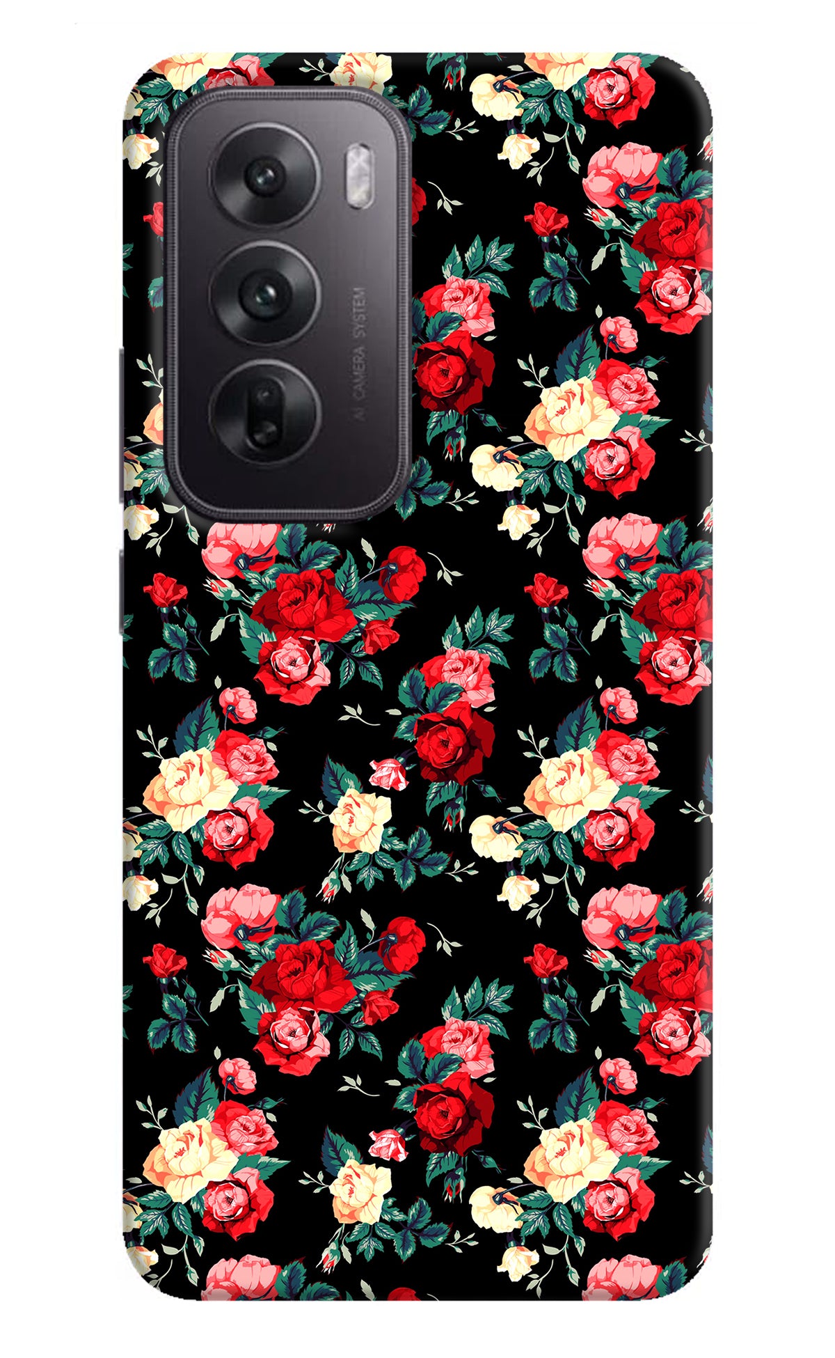 Rose Pattern Oppo Reno12 5G Back Cover