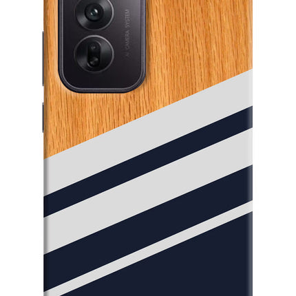 Blue and white wooden Oppo Reno12 5G Hard Case Back Cover by Casekaro