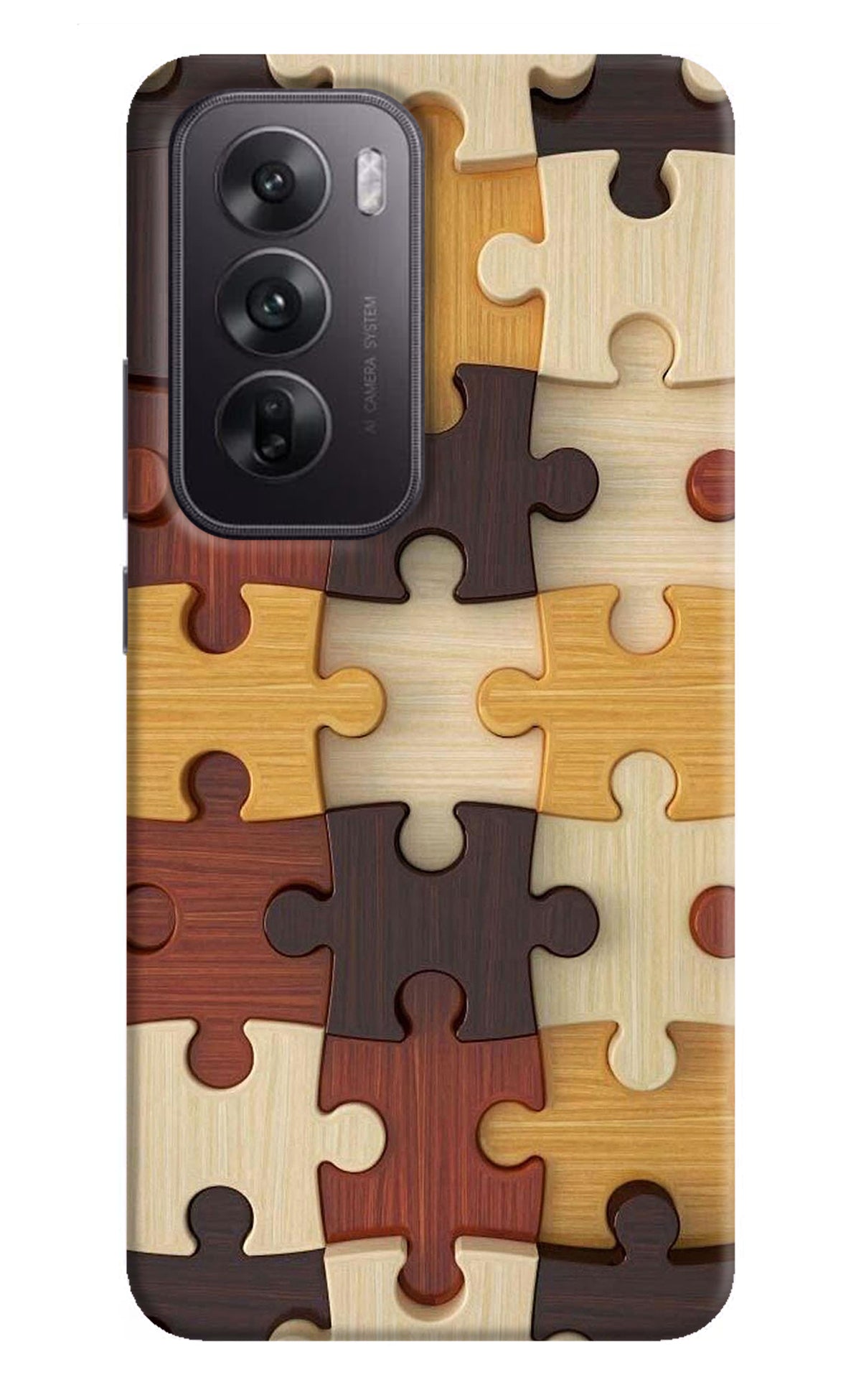 Wooden Puzzle Oppo Reno12 5G Back Cover