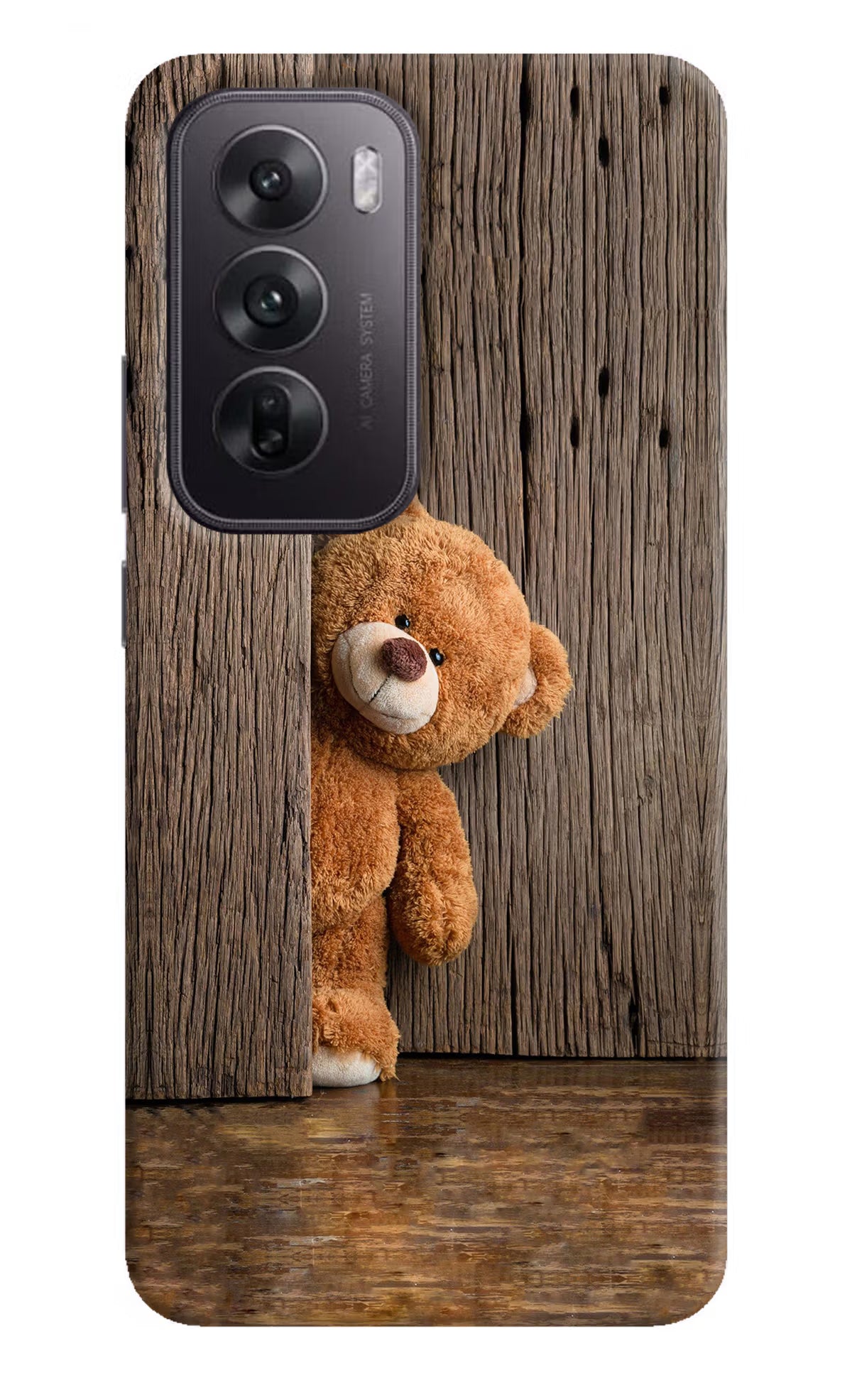 Teddy Wooden Oppo Reno12 5G Hard Case Back Cover by Casekaro