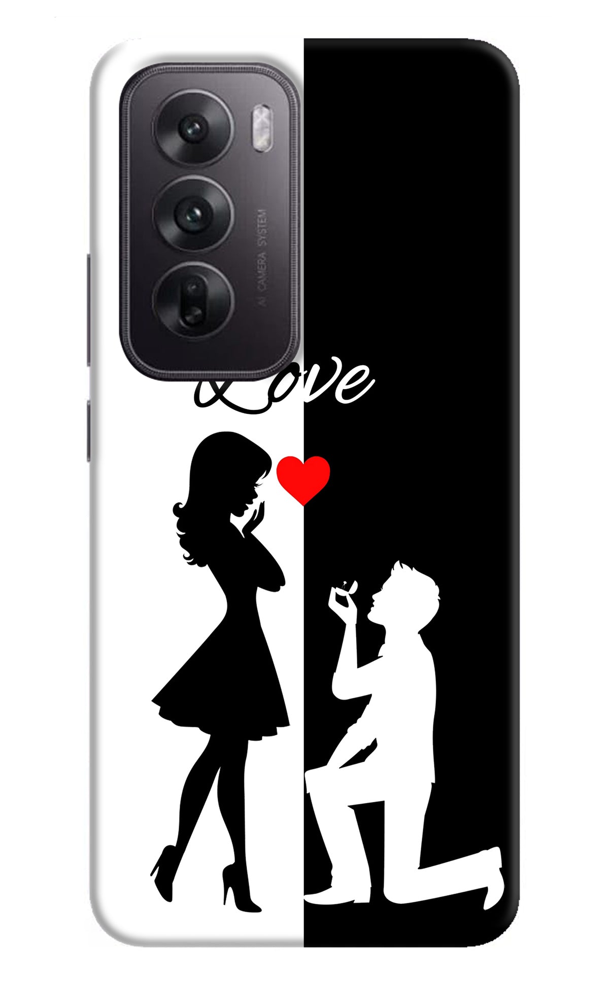 Love Propose Black And White Oppo Reno12 5G Back Cover